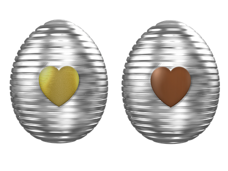 Metallic Easter Eggswith Hearts PNG Image