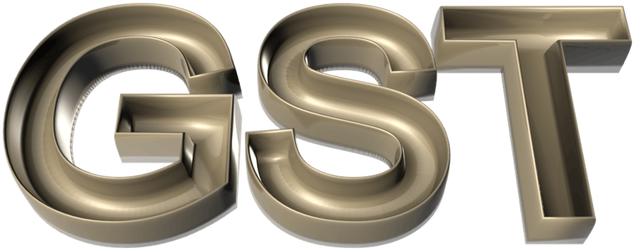 Metallic G S T Letters3 D Rendering PNG Image