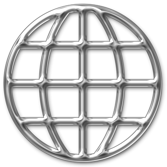 Metallic Grid Globe Graphic PNG Image