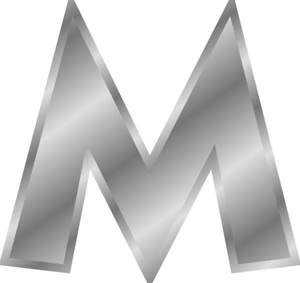 Metallic Letter M Graphic PNG Image