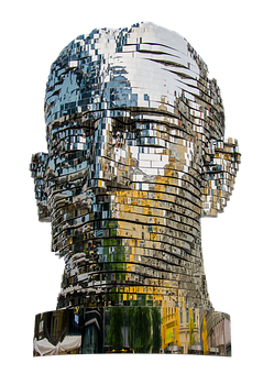 Metallic Sculpture Head Art PNG Image