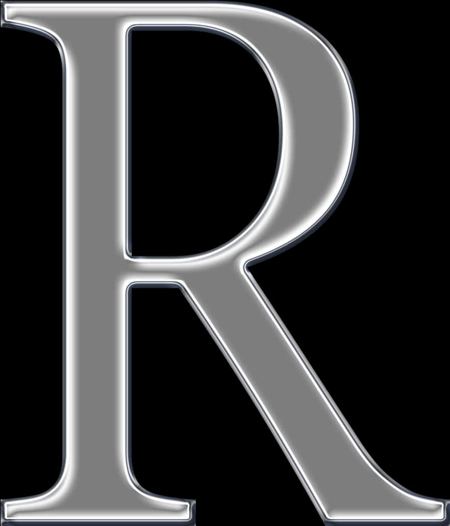 Metallic Silver R Letter PNG Image