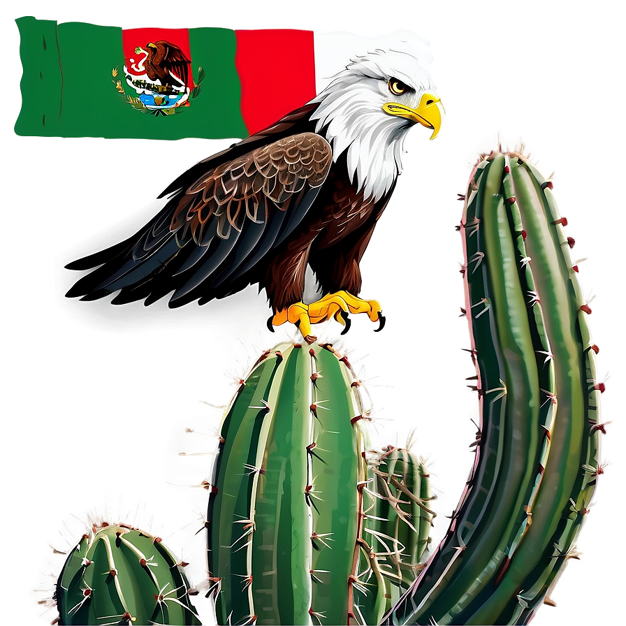 Mexican Eagle On Cactus Png 06132024 PNG Image