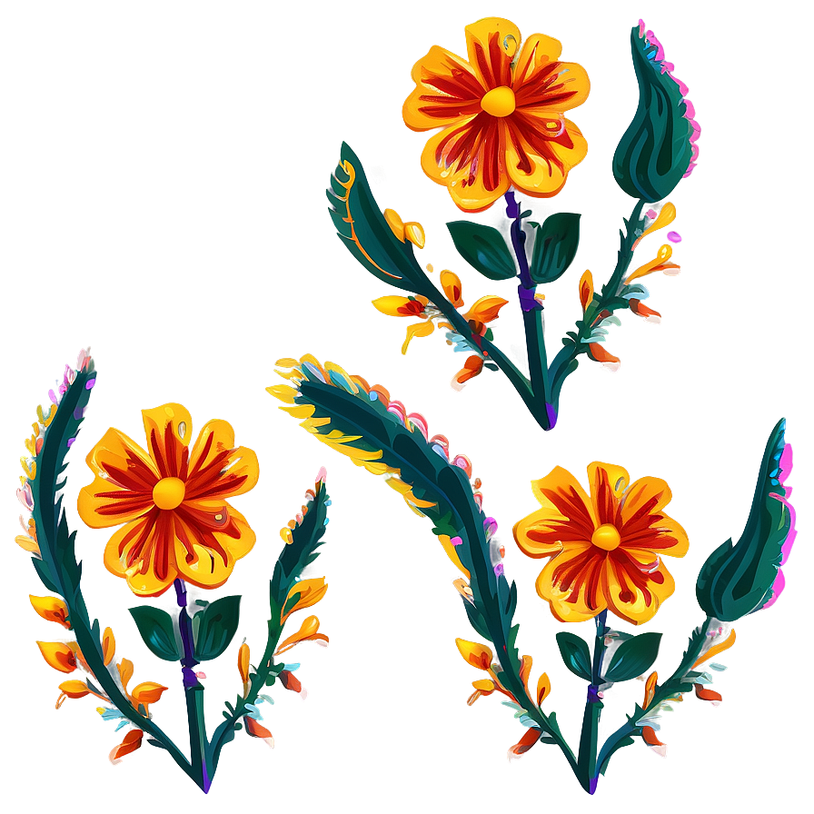 Mexican Flowers For Day Of The Dead Png 90 PNG Image