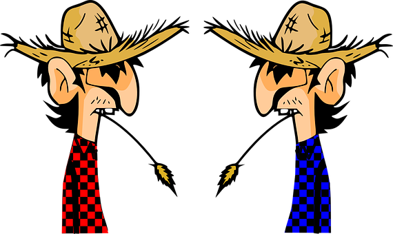 Mexican Standoff Cartoon Duel PNG Image