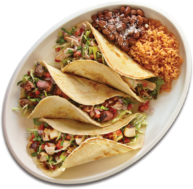 Mexican Tacos Platewith Riceand Beans PNG Image