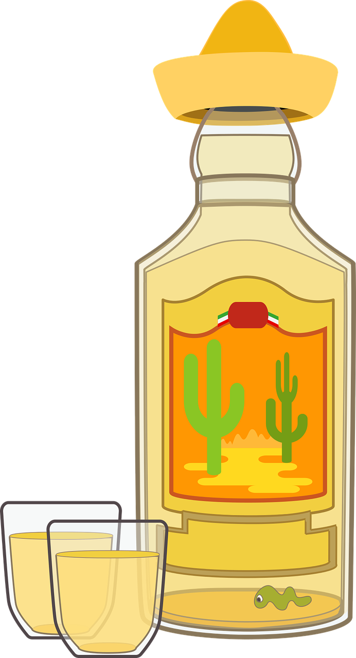 Mexican Tequila Bottle With Hat PNG Image