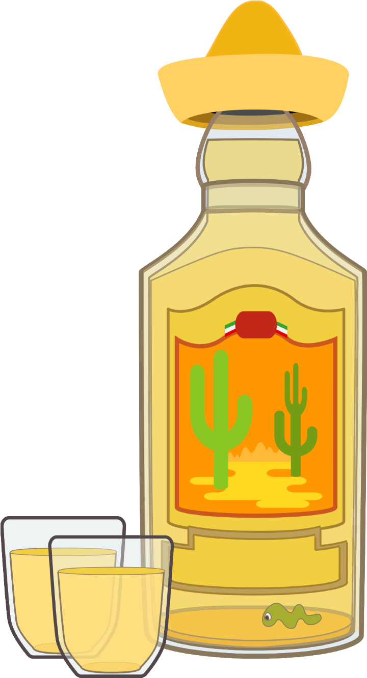 Mexican Tequila Bottle With Hat PNG Image