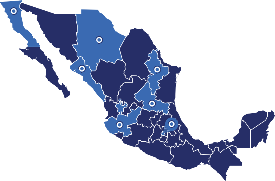 Mexico Mapwith Marked Regions PNG Image