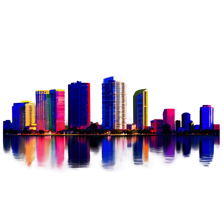 Miami Skyline Watercolor Effect Png 86 PNG Image