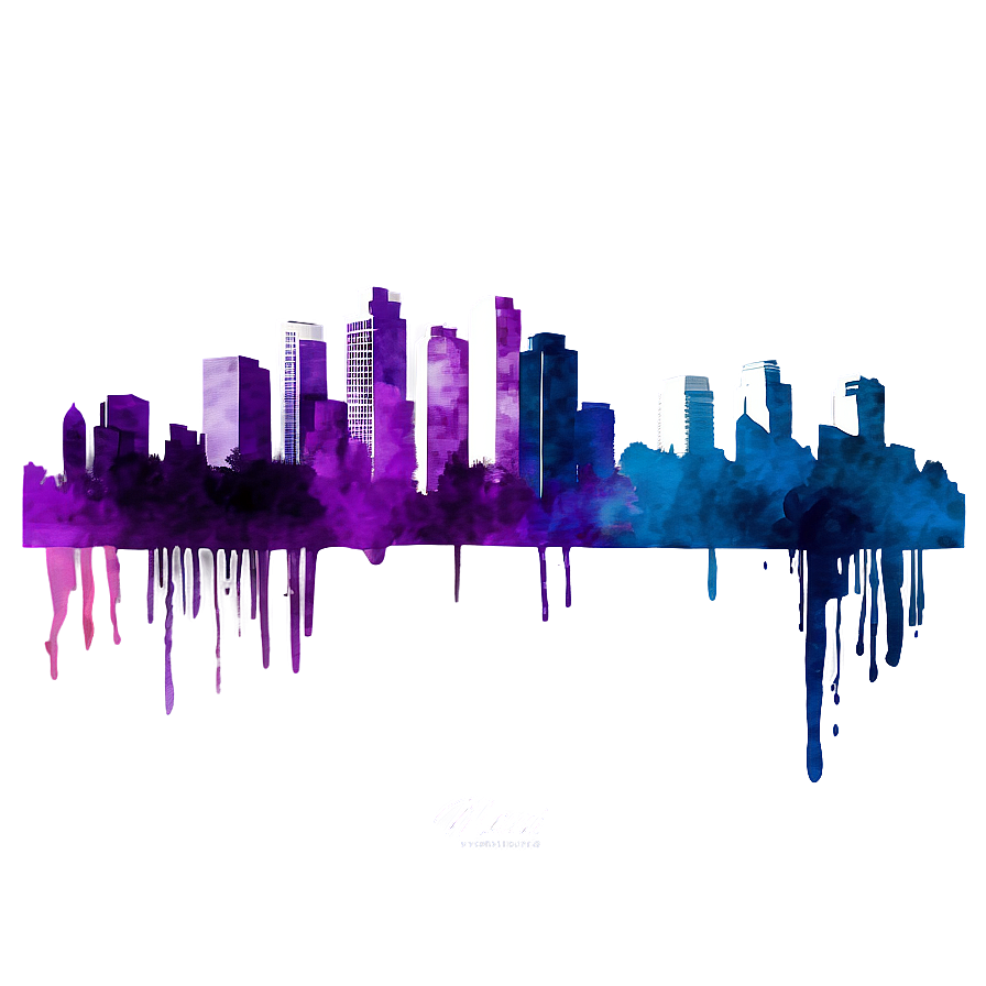 Miami Skyline Watercolor Effect Png Cxi PNG Image