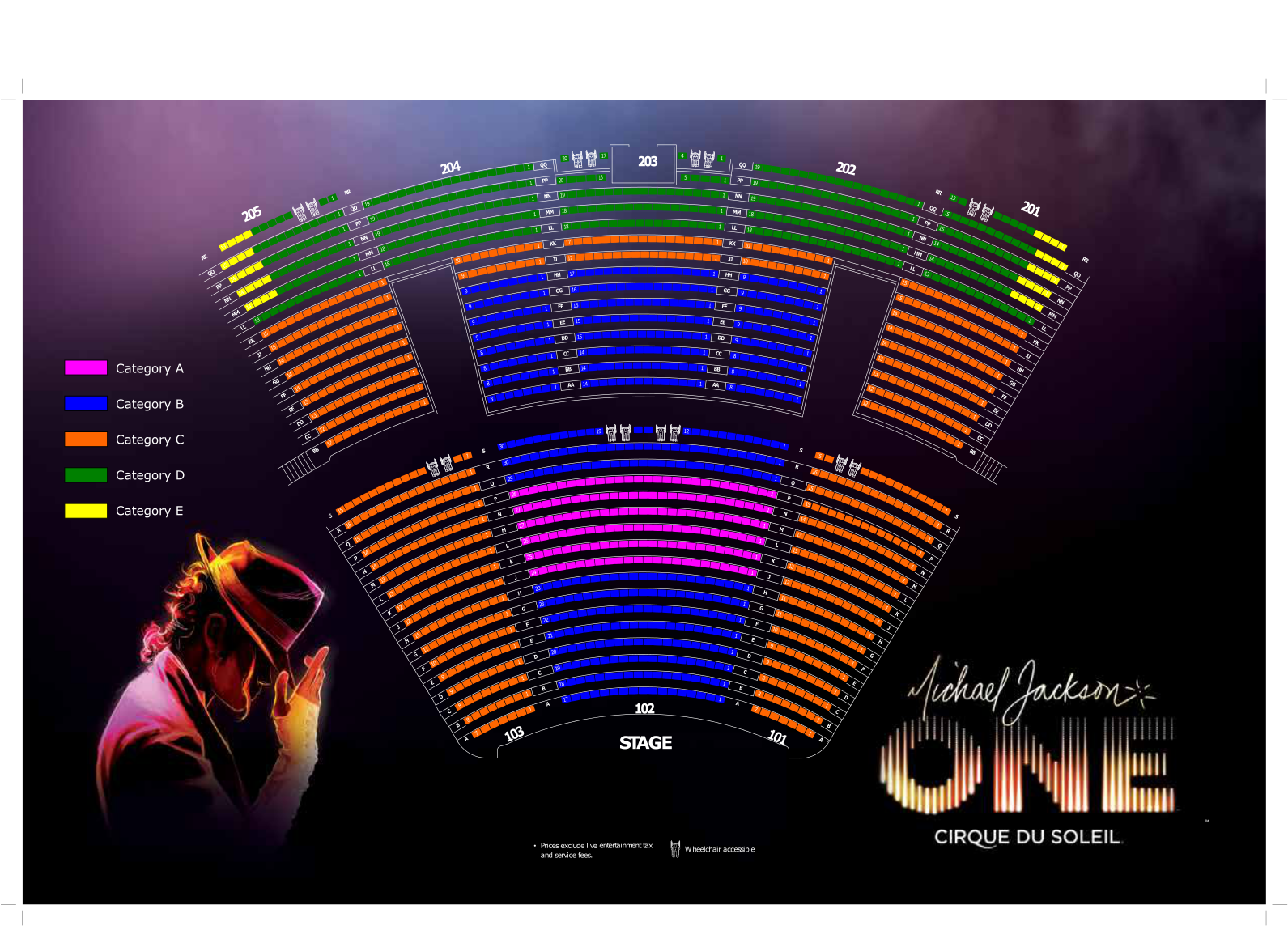 Michael Jackson One Cirquedu Soleil Seating Chart PNG Image