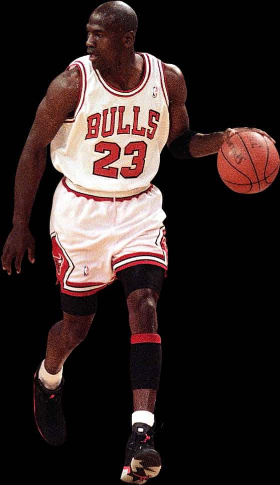 Michael Jordan Chicago Bulls23 Basketball Action PNG Image