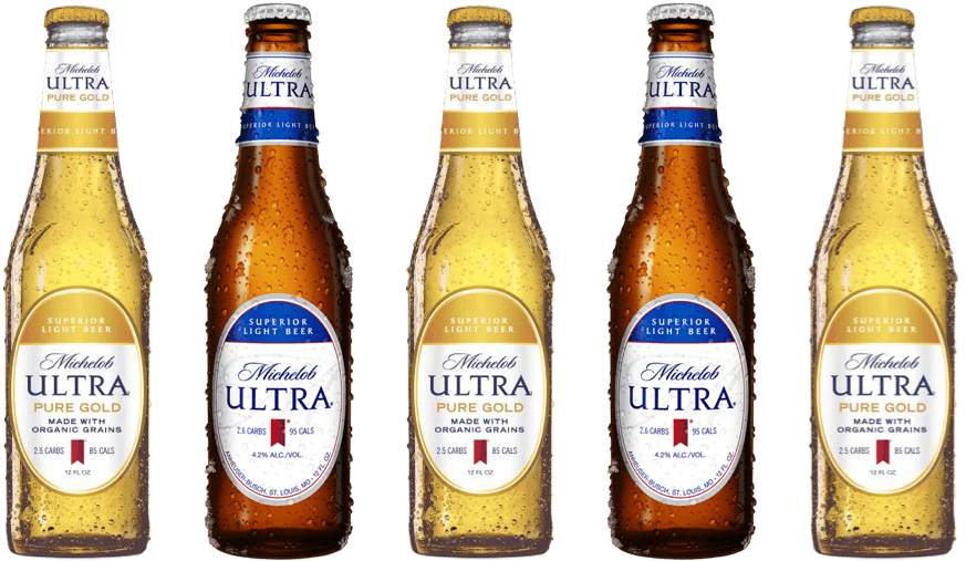 Michelob Ultra Pure Gold Beer Bottles PNG Image