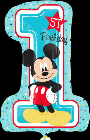 Mickey First Birthday Balloon Design PNG Image