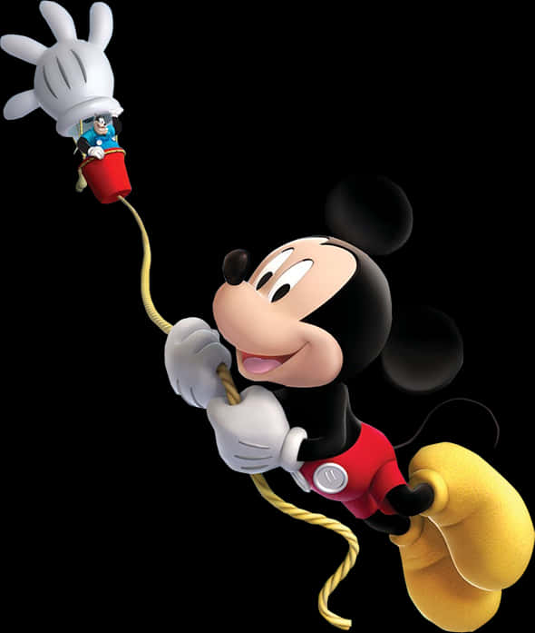 Mickey Mouse Climbing Rope PNG Image