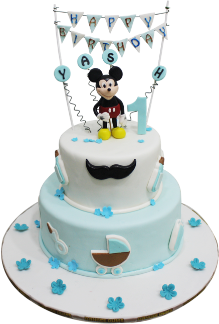 Mickey Mouse First Birthday Cake PNG Image