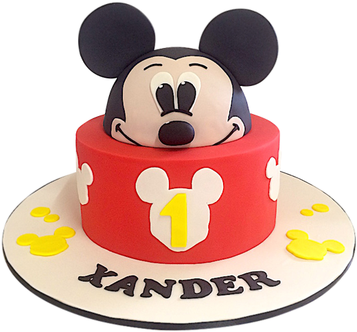 Mickey Mouse First Birthday Cake PNG Image