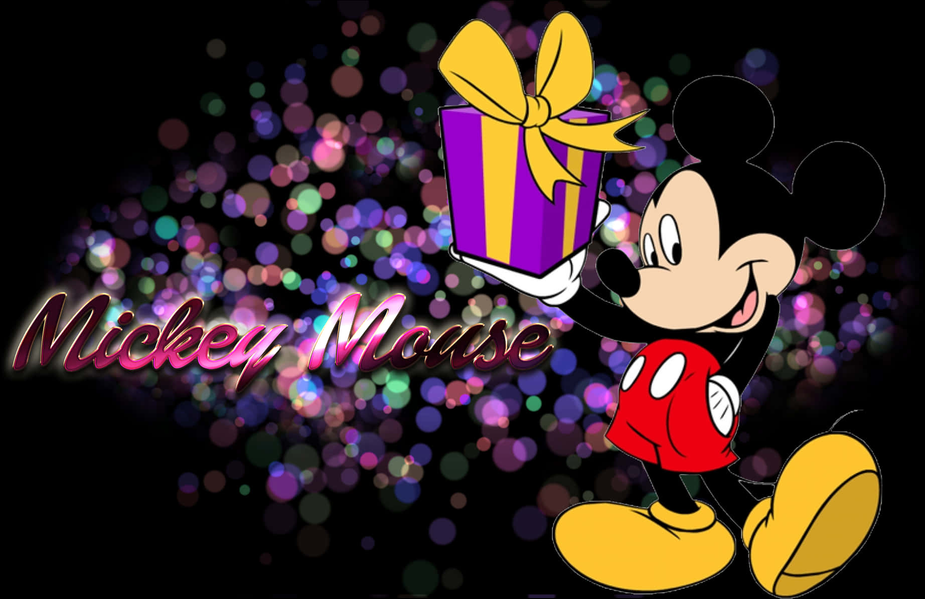 Mickey Mouse Holding Gift PNG Image