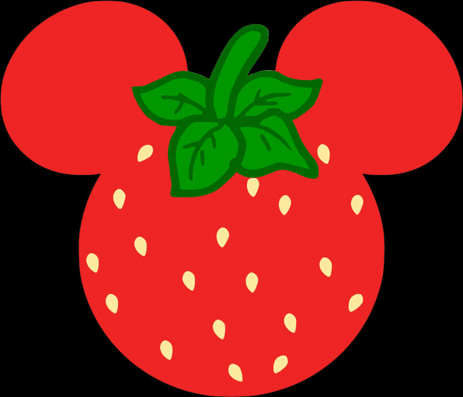 Mickey Mouse Inspired Strawberry Graphic PNG Image