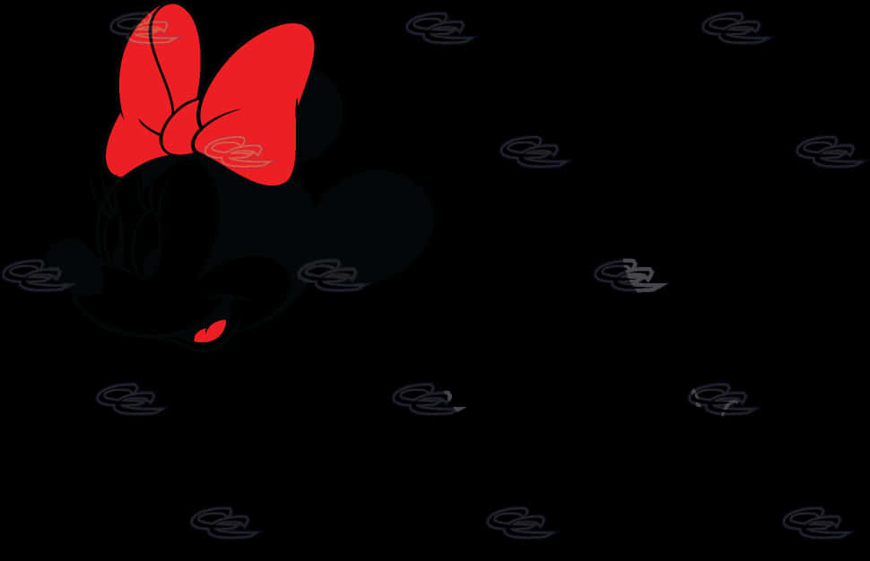 Mickey Mouse Silhouettewith Red Bow PNG Image