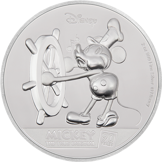 Mickey90 Years Silver Coin PNG Image