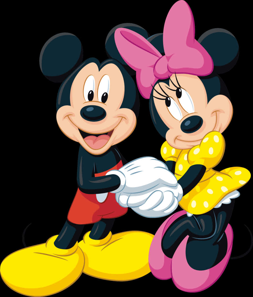 Mickeyand Minnie Holding Hands PNG Image