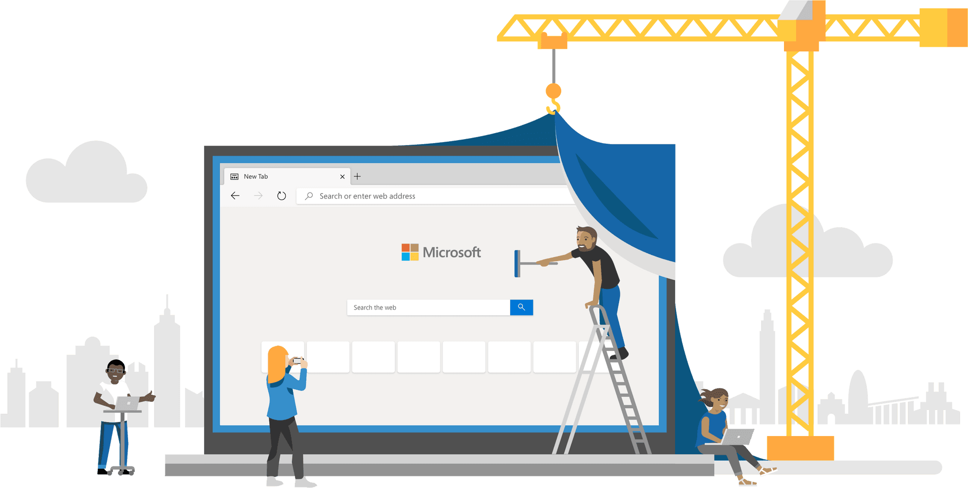 Microsoft Edge Browser Construction Illustration PNG Image