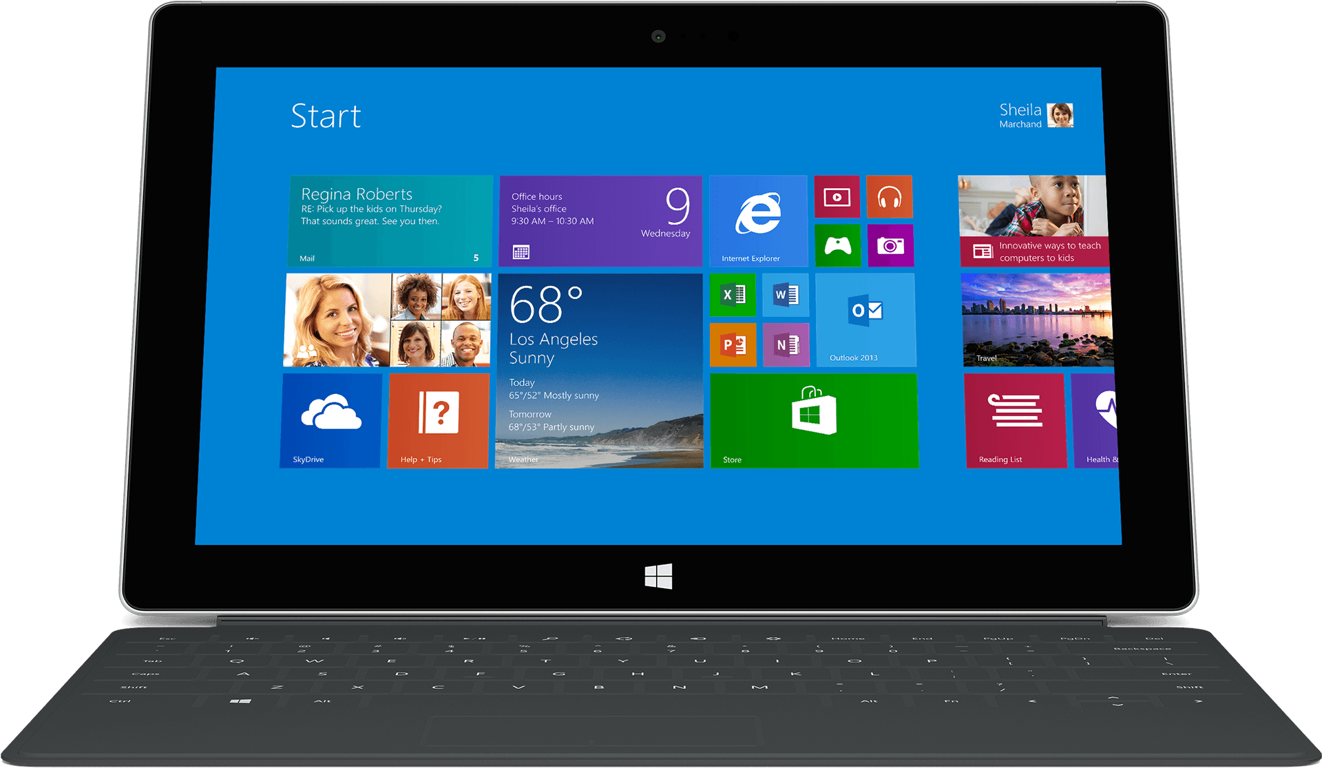 Microsoft Surface Tablet Windows8 Start Screen PNG Image