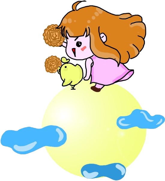 Mid Autumn Festival Cartoon Girland Bunny PNG Image