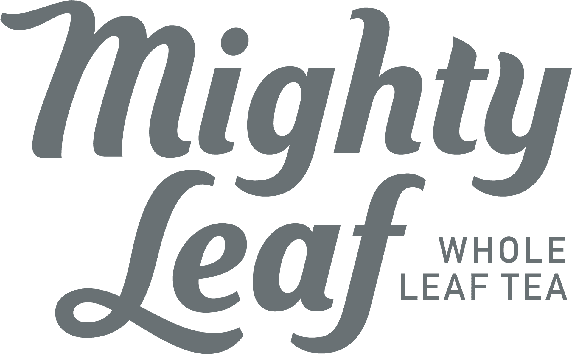 Mighty Leaf Tea Logo_ Blue Background PNG Image