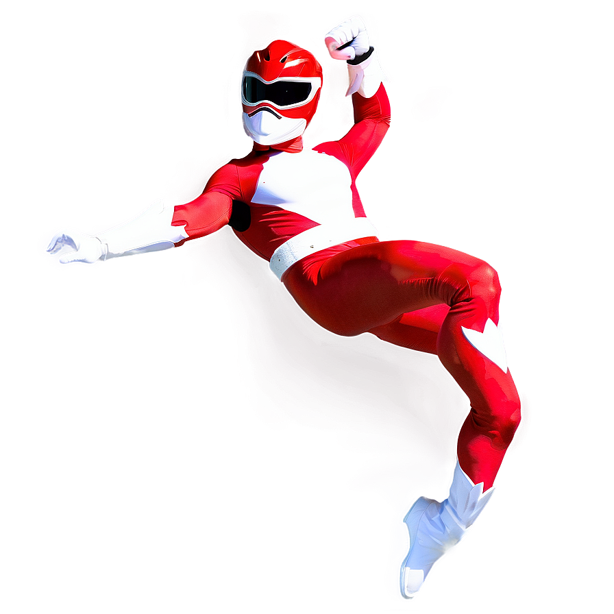 Mighty Red Ranger Leap Png Flm PNG Image