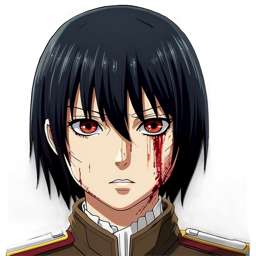 Mikasa Ackerman Bloodied Face Png Jtb PNG Image