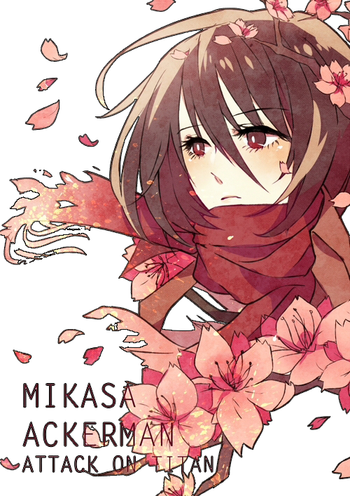 Mikasa Ackerman Sakura Embrace PNG Image