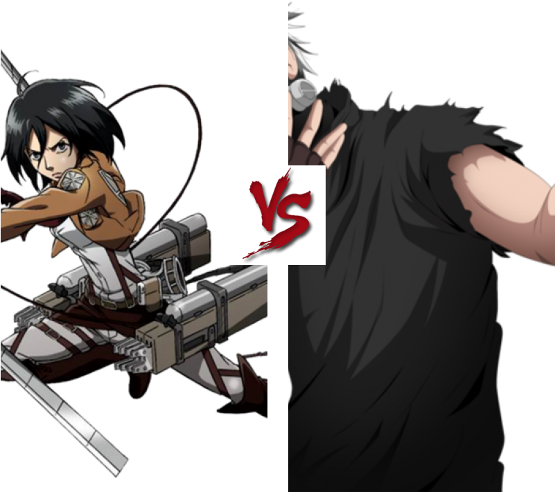 Mikasa Ackerman Versus Unknown Character PNG Image