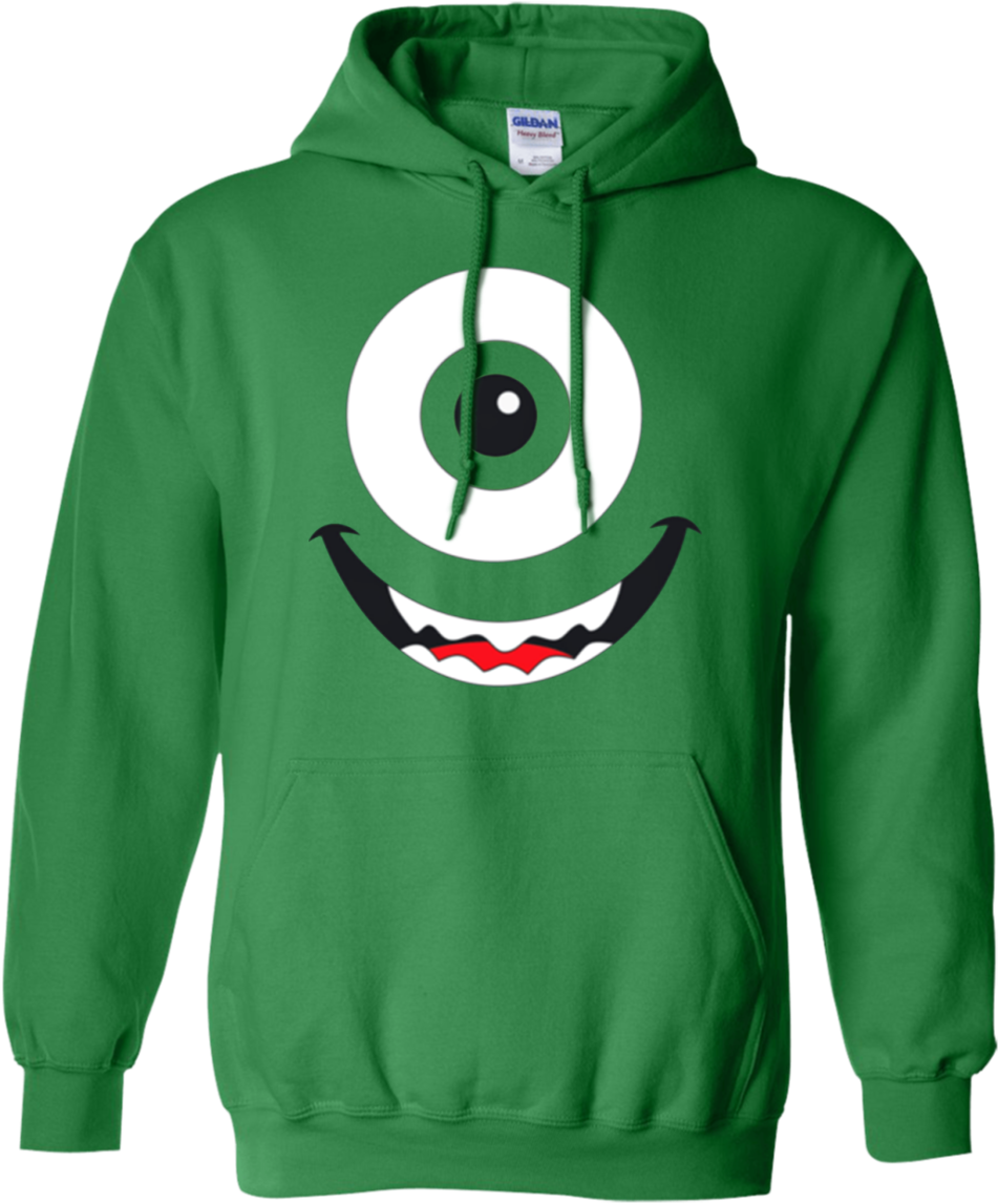 Mike Wazowski Face Green Hoodie PNG Image