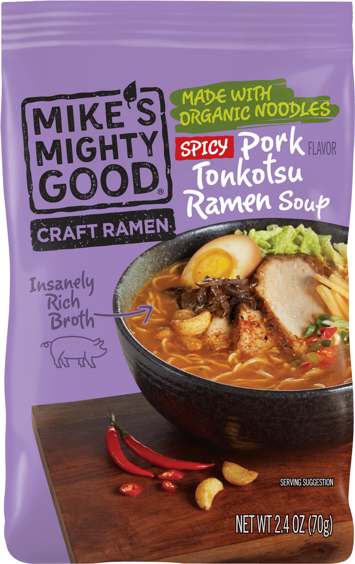 Mikes Mighty Good Spicy Pork Tonkotsu Ramen Package PNG Image