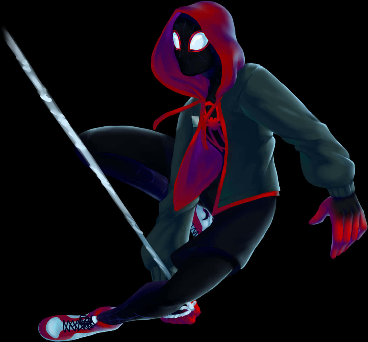 Miles Morales Spider Man Action Pose PNG Image