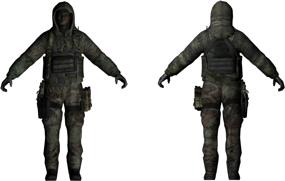 Military_ Character_ Model_ Front_and_ Back_ View PNG Image