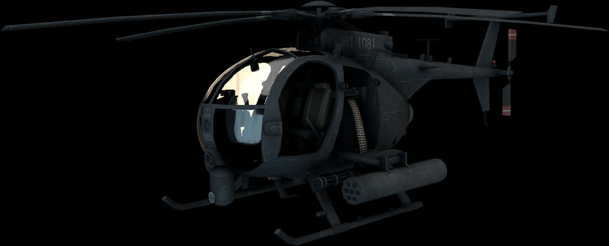 Military Helicopter Black Background PNG Image