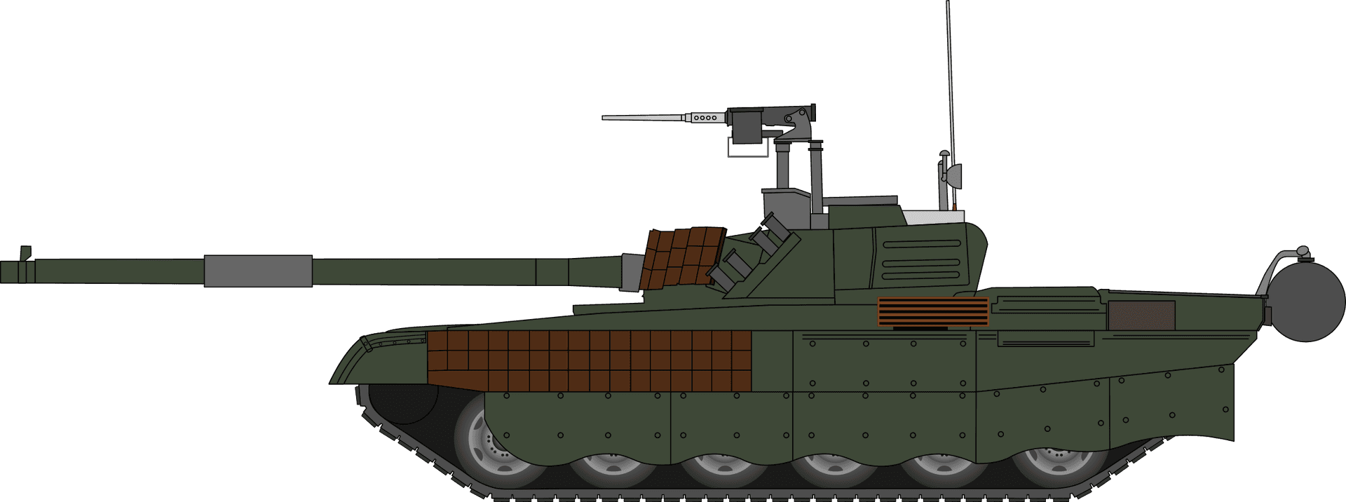 Military Tank Side View Vector PNG Image