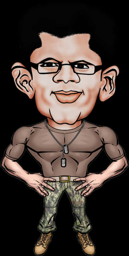 Military Themed Caricature Illustration PNG Image