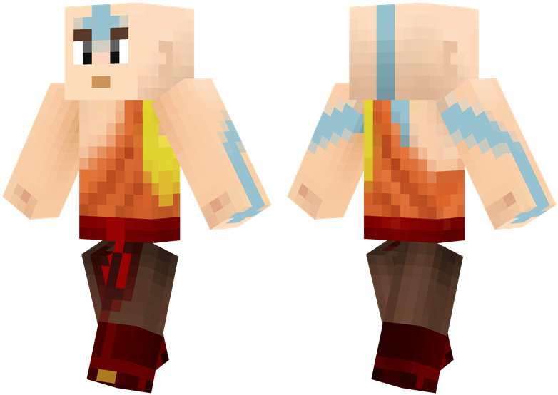 Minecraft Aang Skin Design PNG Image