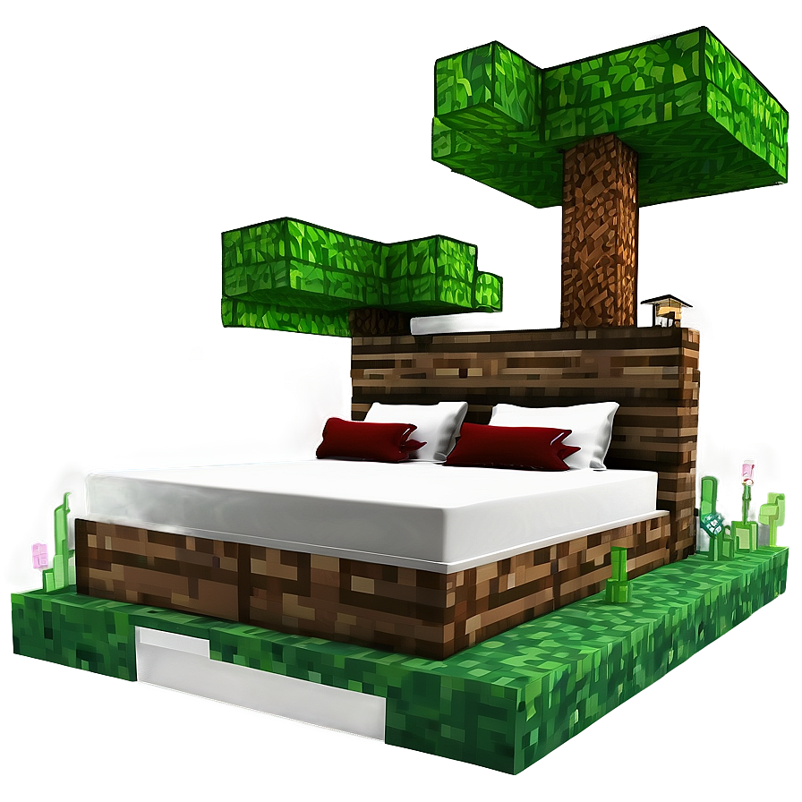 Minecraft Bed In Forest Png Ibl PNG Image