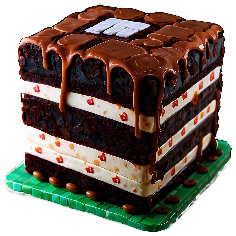 Minecraft Cake Chocolate Png Itq18 PNG Image