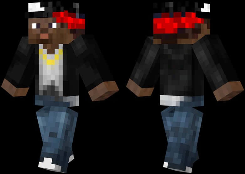 Minecraft Character Twins Blur Effect PNG Image