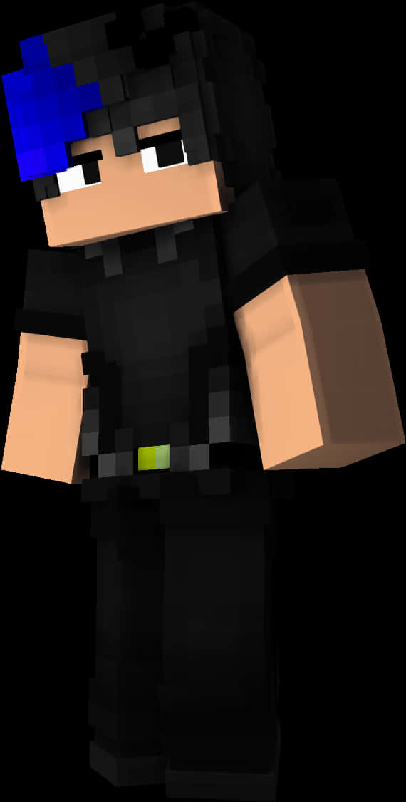 Minecraft_ Character_ With_ Blue_ Hair PNG Image