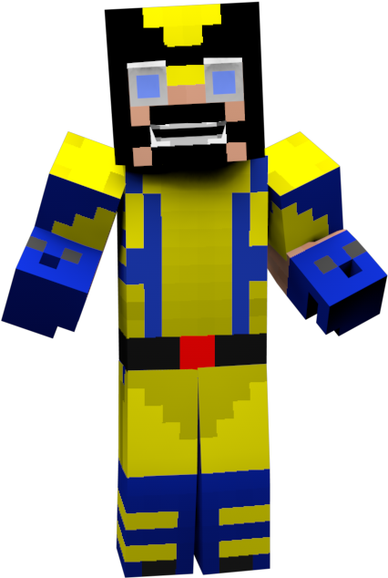 Minecraft Characterin Blueand Yellow PNG Image