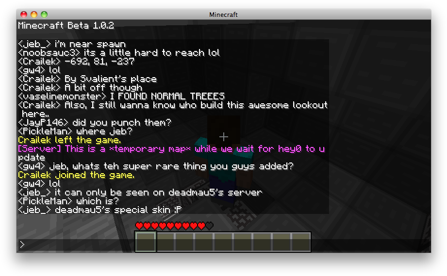 Minecraft Chat Screenwith Hearts PNG Image