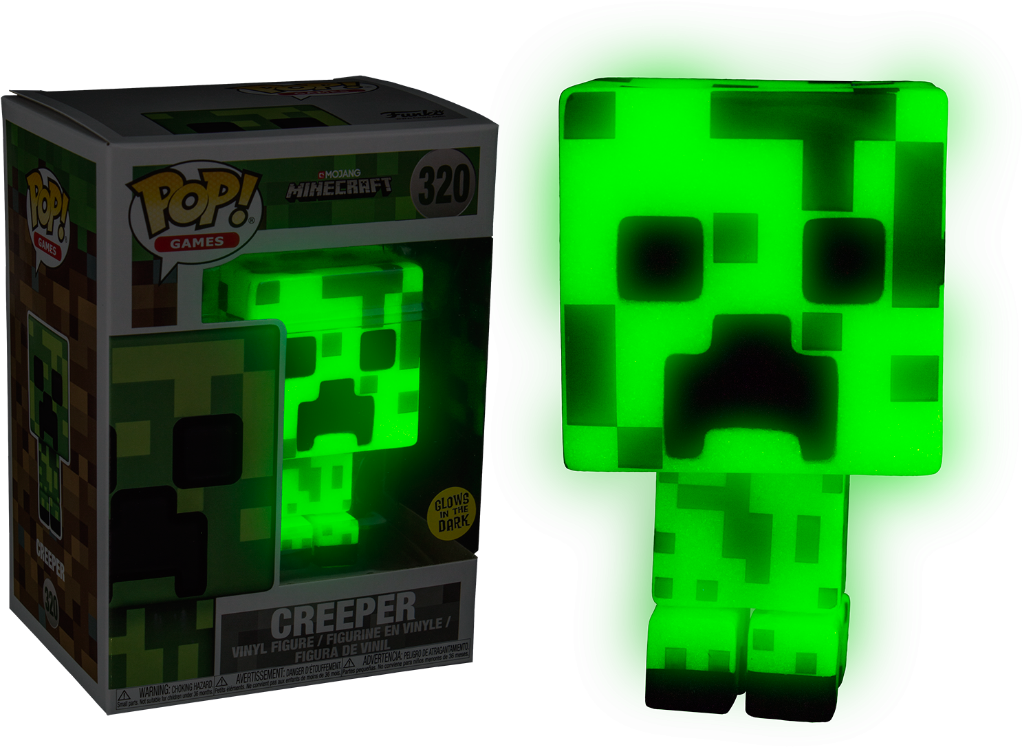 Minecraft Creeper Funko Pop Glowinthe Dark PNG Image